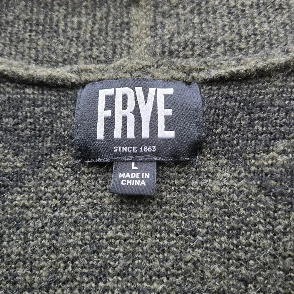 Frye Open Front Cardigan Sweater Aztec Southwestern Green Black Women's Large‎ L - Picture 4 of 9